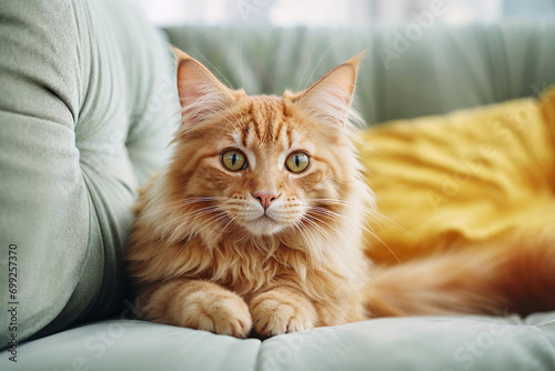 Wallpaper Mural Generative AI image of a Majestic Ginger Cat Lounging on a Sofa Torontodigital.ca