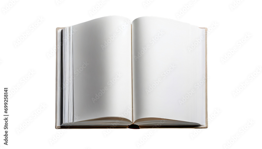 Open book with blank pages isolated on transparent background. Open book with blank pages isolated on transparent background.