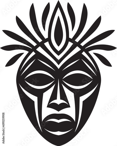Tribal Treasures African Mask Emblem Design Mystic Symbolism African Tribal Vector Art