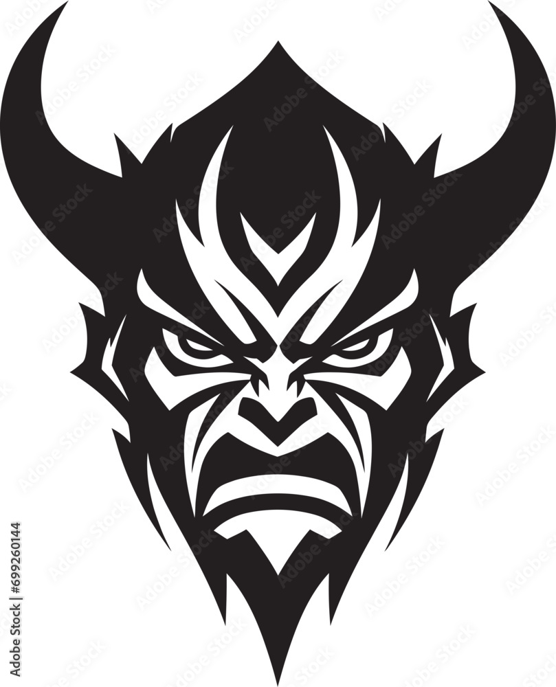 Fototapeta premium Beyond the Veil Black Vector Devil Beckoning Darkness Morbid Masquerade A Devil s Deception in Black Form