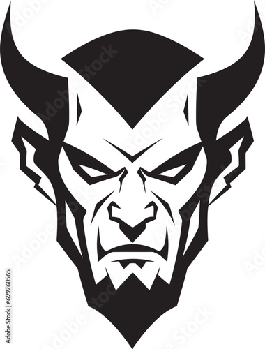 Sinister Visage Black Logo Icon of Devil s Aggression Malevolent Presence Aggressive Devil s Face in Vector Art