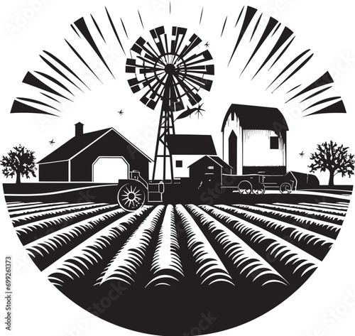 Countryside Oasis Agricultural Farmhouse Icon Design Rustic Haven Black Logo for Farmhouse Vector