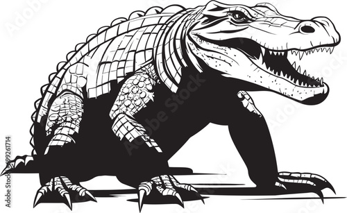 Jungle Guardian Black Alligator Logo Design Primeval Stalker Alligator Black Icon