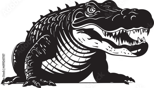 Fierce Scale Alligator Vector Icon Primeval Ruler Black Alligator Icon Design © BABBAN