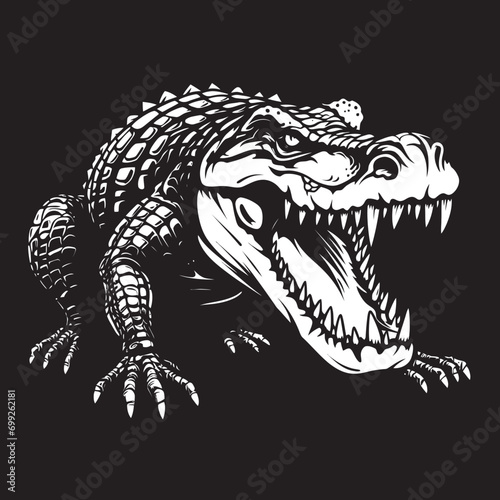Sleek Scale King Black Alligator Emblem Mystic Predator Alligator Vector Logo © BABBAN