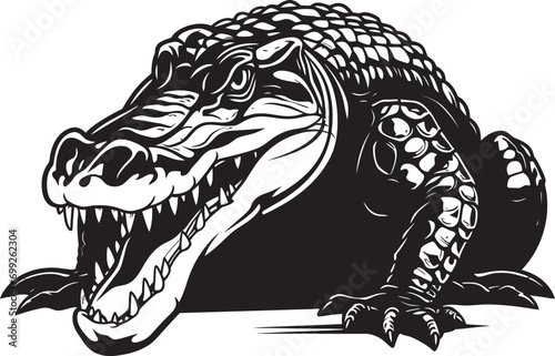 Jungle s Sovereign Vector Alligator Emblem Sleek Predator Black Alligator Emblem © BABBAN