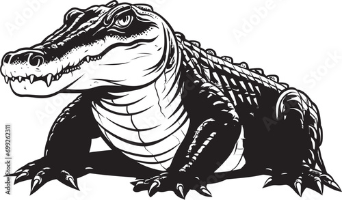River Sovereign Alligator Vector Emblem Fierce Gator Majesty Black Vector Logo © BABBAN