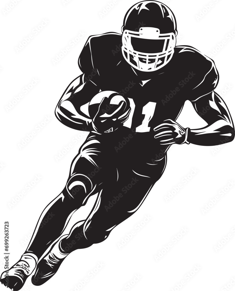 Victory Stance Black Football Icon Design Dynamic Athlete American Football Player Emblem Victory Stance Black Football Icon Design Dynamic Athlete American Football Player Emblem