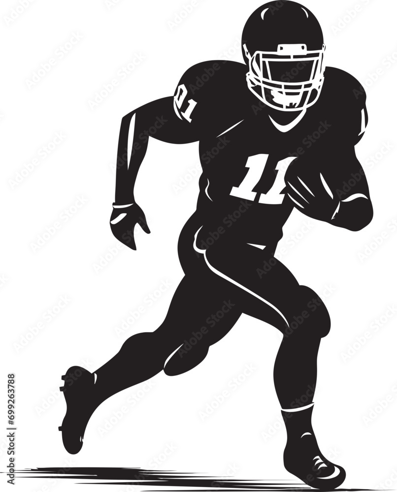 Obraz premium Athletic Dominance Black Football Icon Victory Pursuit Football Player Vector