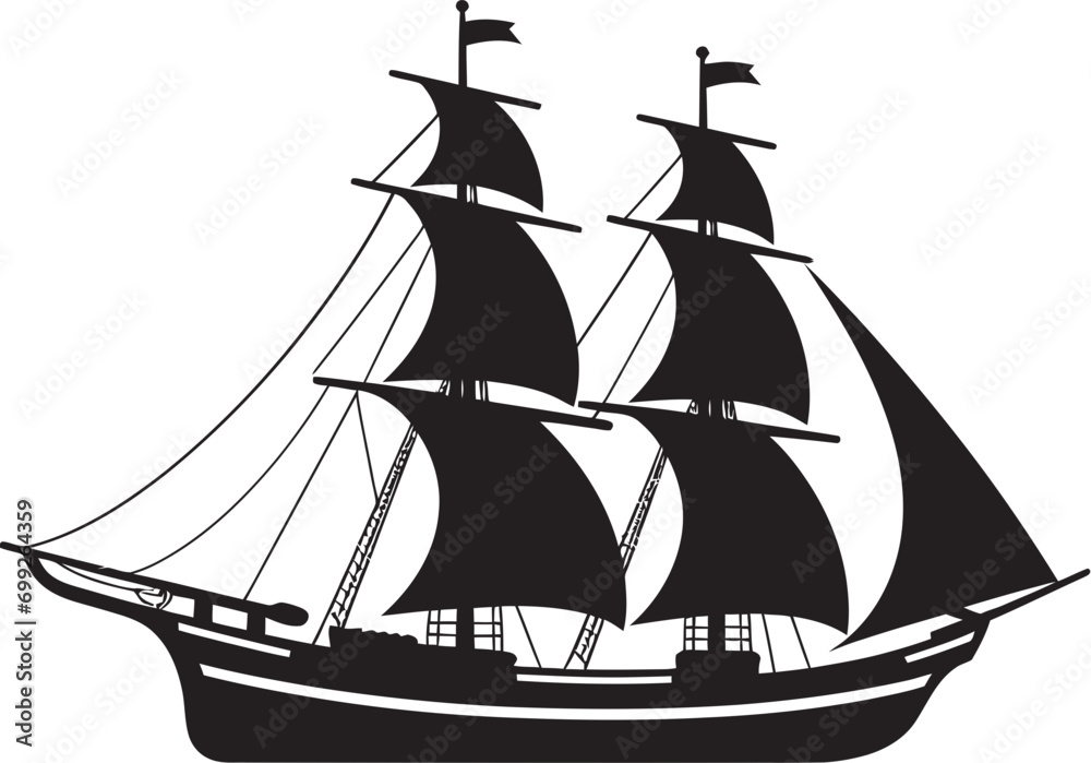 Ancient Voyage Vector Black Ship Design Furious Fluff Angry Cartoon Cloud Black Logo