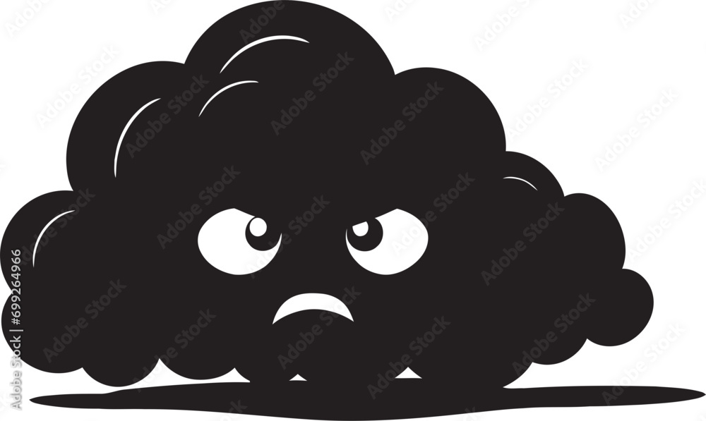 Obraz premium Volatile Vapor Angry Cartoon Cloud Icon Tempestuous Squall Black Angry Cloud Emblem
