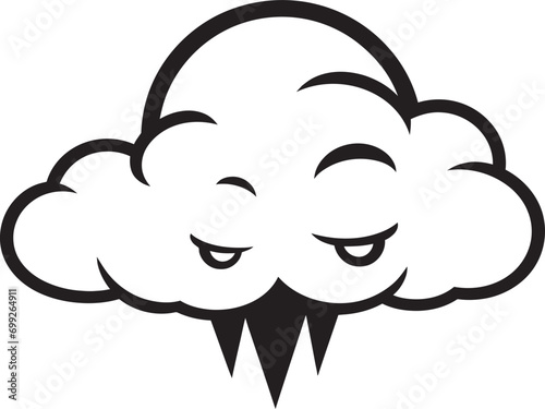 Riled Nimbus Angry Cloud Icon Design Fuming Squall Vector Angry Cloud Emblem