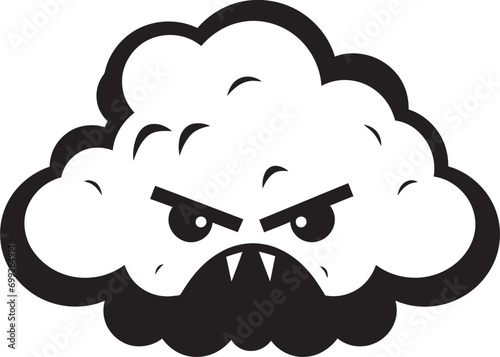 Wrathful Squall Black Cloud Cartoon Emblem Angry Cyclone Cartoon Cloud Black Logo