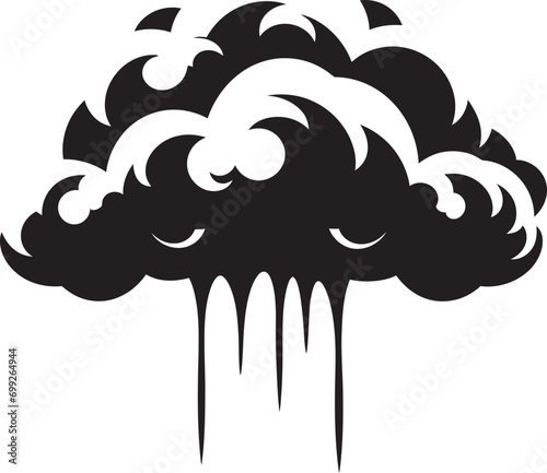 Thunderous Rage Vector Angry Cloud Emblem Fuming Squall Black Cartoon Cloud Icon