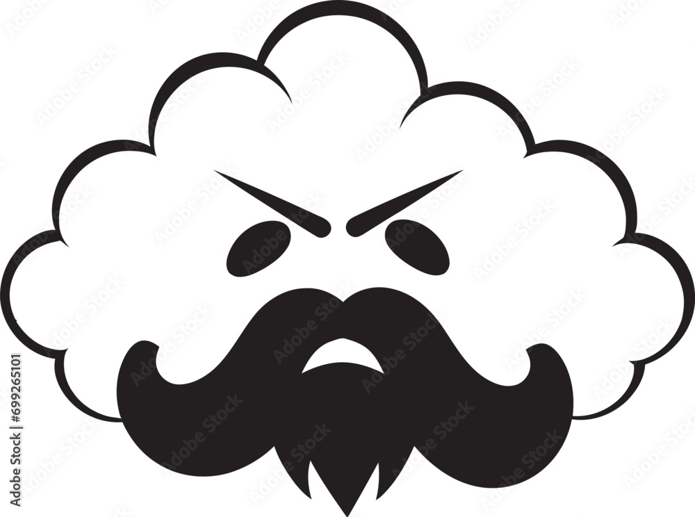 Stormy Fury Cartoon Cloud Black Logo Wrathful Squall Vector Angry Cloud Icon Stormy Fury Cartoon Cloud Black Logo Wrathful Squall Vector Angry Cloud Icon
