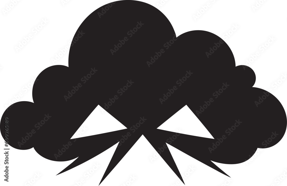Thunderous Squall Angry Cloud Icon Design Stormy Fury Cartoon Cloud Black Logo