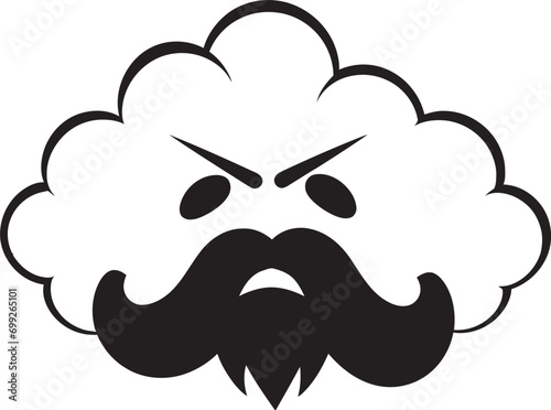 Stormy Fury Cartoon Cloud Black Logo Wrathful Squall Vector Angry Cloud Icon