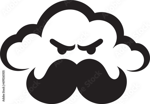 Wrathful Squall Vector Angry Cloud Icon Fuming Tempest Black Cloud Cartoon Emblem