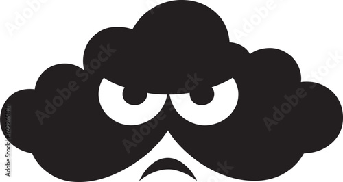 Thunderous Squall Angry Cloud Logo Stormy Nimbus Cartoon Cloud Black Emblem