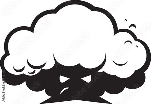 Raging Thunderhead Vector Angry Cloud Design Brooding Squall Black Cartoon Cloud Icon