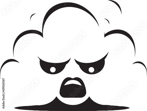 Raging Thundercloud Black Cloud Vector Design Thunderous Squall Angry Cloud Icon Design
