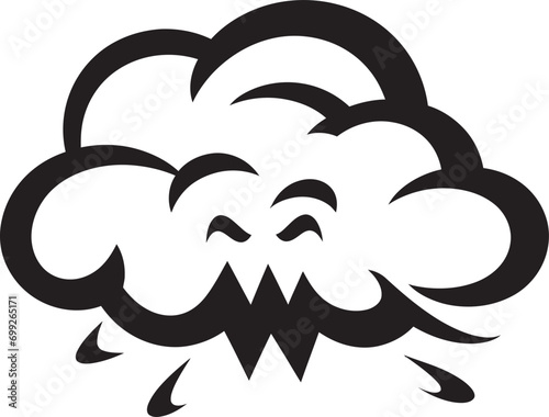 Enraged Thunderstorm Vector Angry Cloud Logo Dark Fury Angry Cartoon Cloud Emblem