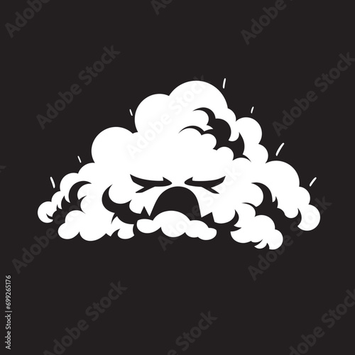 Thunderous Squall Angry Cloud Icon Design Stormy Fury Cartoon Cloud Black Emblem
