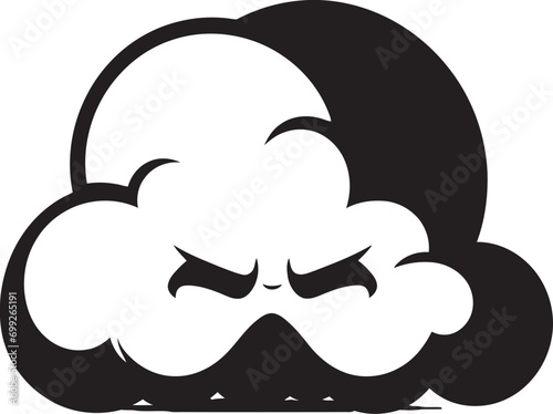 Stormy Fury Cartoon Cloud Black Logo Wrathful Tempest Angry Vector Cloud Emblem