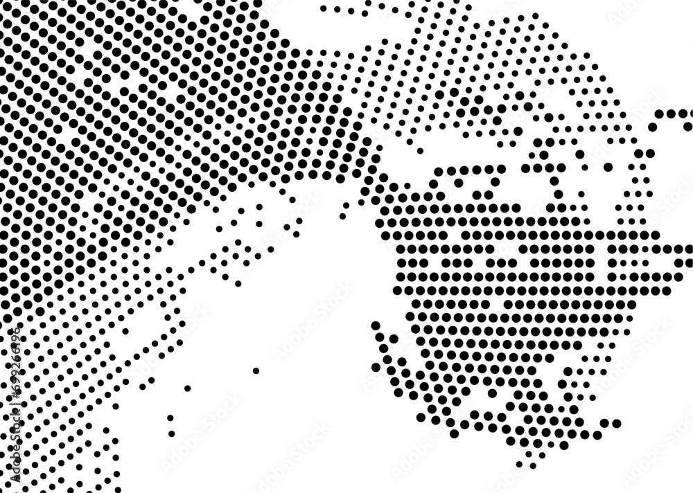 Halftone monochrome texture with dots. Minimalism. Black and white background for posters, websites, business cards, postcards, interior design.