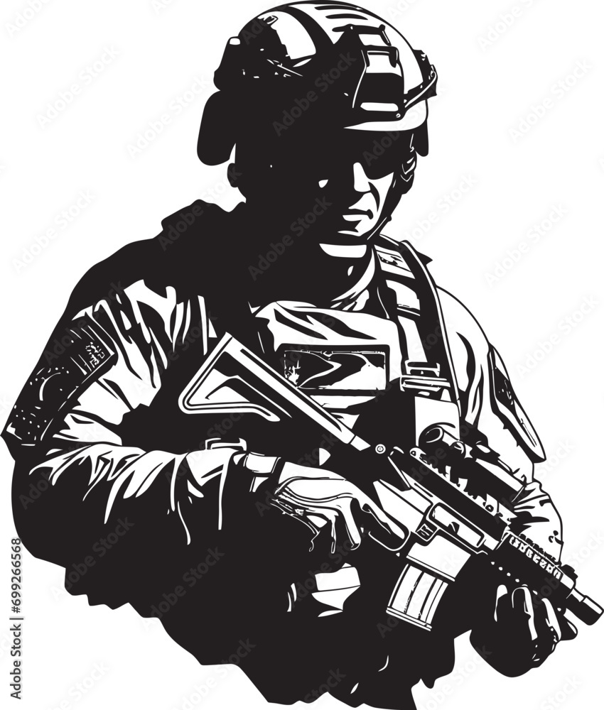 Strategic Defender Black Vector Armyman Logo Combat Vanguard Armed Forces Emblem Design Strategic Defender Black Vector Armyman Logo Combat Vanguard Armed Forces Emblem Design