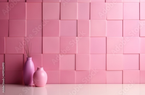  real photo of colorful bright pink tiles square mosaictiles wall of the bathroom photo