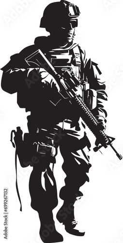 Strategic Defender Armed Sentinel Logo Warrior Guardian Vector Armyman Icon
