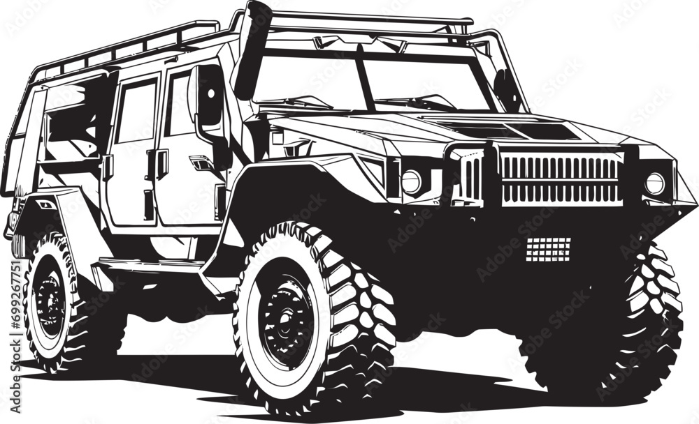 Battle Ready Expedition 4x4 Black Logo Defensive Recon Military Vehicle Vector Design