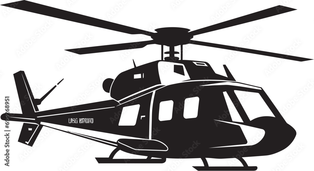 Fototapeta premium Combat Rotorcraft Vector Black Logo Emblem Tactical Huey Military Chopper Symbol