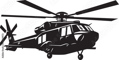 Defensive Gunship Military Helicopter Emblem Warrior s Flight Black Army Copter Symbol