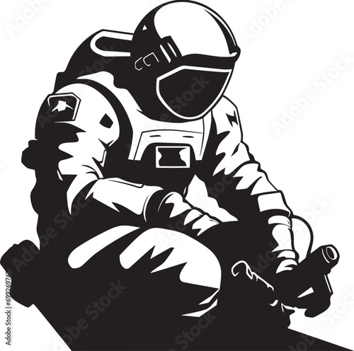 Stellar Navigator Vector Astronaut Symbol Cosmos Trailblazer Black Helmet Logo