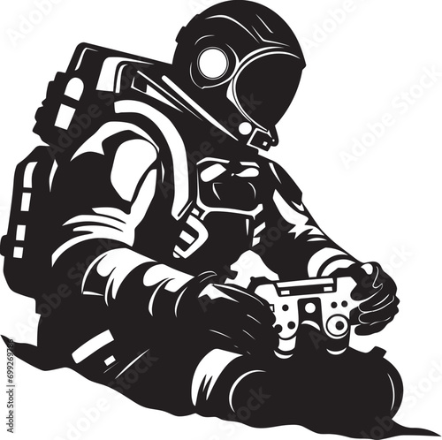 Cosmos Trailblazer Black Helmet Logo Galactic Explorer Astronaut Emblem Design