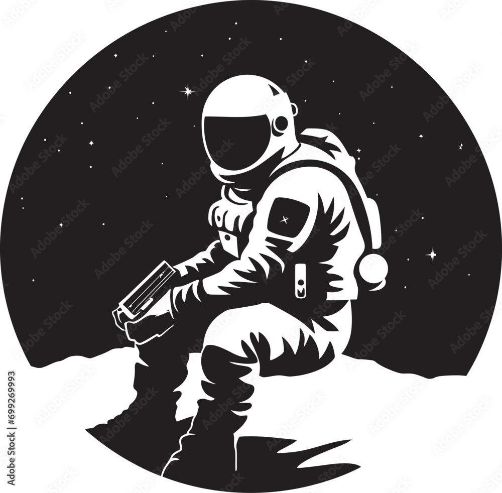 Orbital Voyager Black Astronaut Emblem Stellar Navigator Vector Astronaut Symbol Orbital Voyager Black Astronaut Emblem Stellar Navigator Vector Astronaut Symbol