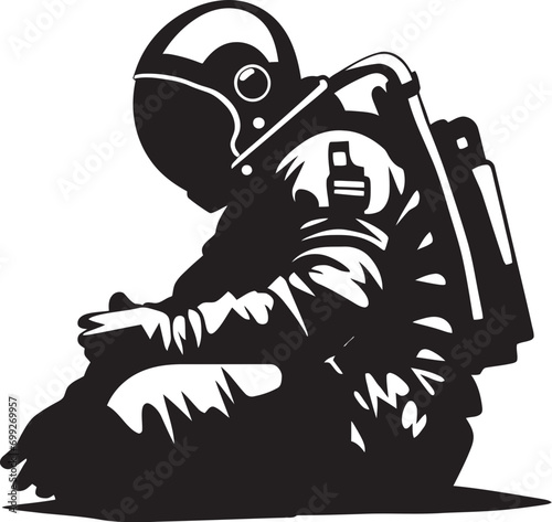 Galactic Trailblazer Astronaut Helmet Symbol Interstellar Adventurer Black Space Logo
