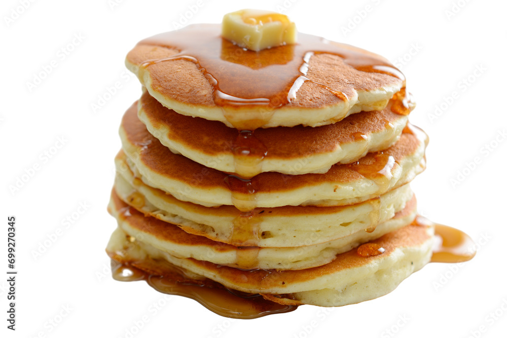 stack of pancakes on a white background - obrazy, fototapety, plakaty 