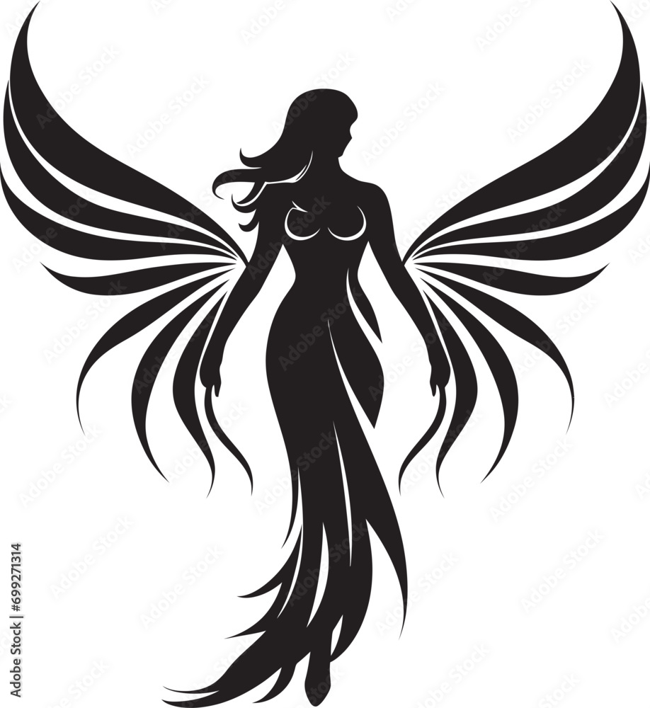 Radiant Ethereal Vector Angel Emblem Angelic Beauty Black Wings Icon Design Radiant Ethereal Vector Angel Emblem Angelic Beauty Black Wings Icon Design