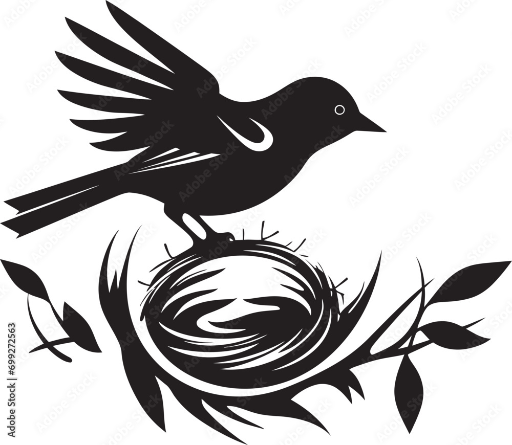 Obraz premium Aerial Artistry Black Nest Emblem Bird s Haven Vector Nest Logo