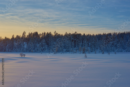 Evening light of the Totenaasen Hills during Christmas holidays. © Øyvind