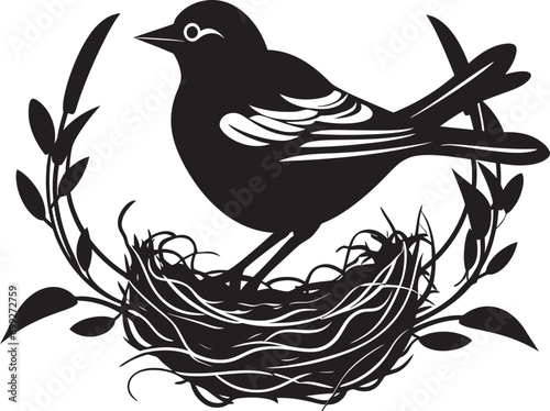 Wallpaper Mural Avian Craftsmanship Black Nest Emblem Feathered Haven Vector Bird Icon Torontodigital.ca