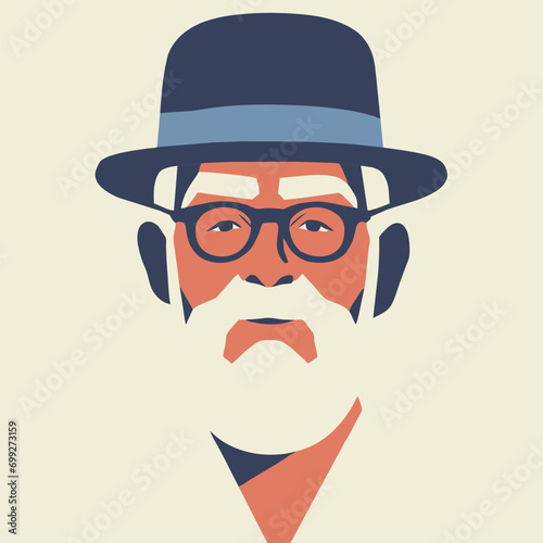 A fashion-forward man wearing a hat drawing vector illustration, Generative Ai