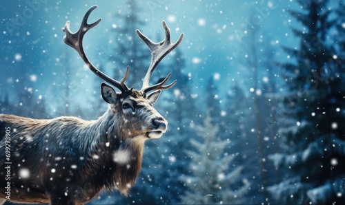 moose in the snowy forest