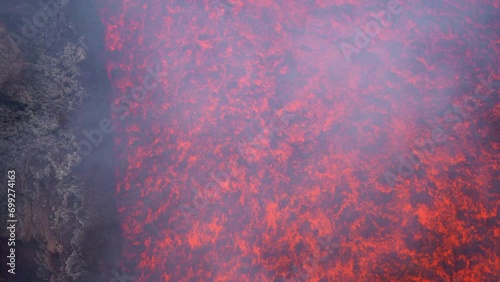Etna Eruption in Sicily. Lava flow 