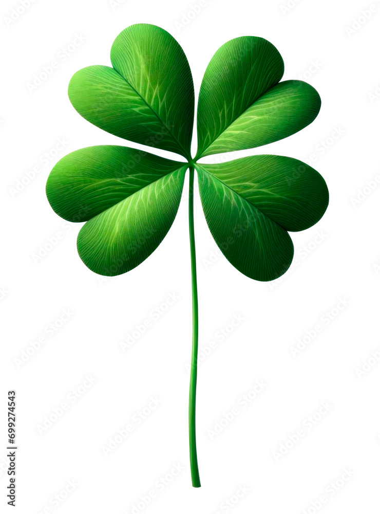 Four leaf clove isolated on transparent background. AI generative