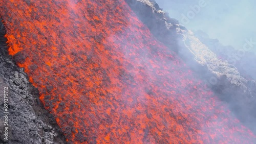 Etna Eruption in Sicily. Lava flow 