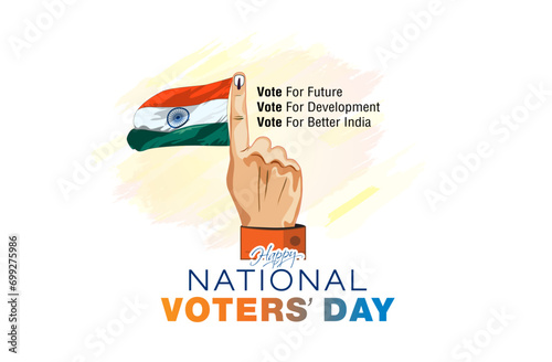 Republic India and national Voters day freedom of voting awareness poster design with indian Tricolor flag.